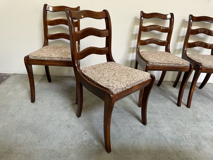 Set Of Four Vintage Wooden Dining Chairs [Photo 7]