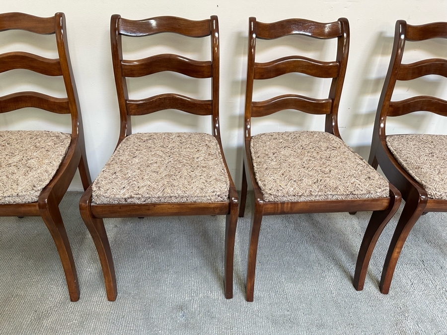 Set Of Four Vintage Wooden Dining Chairs [Photo 4]