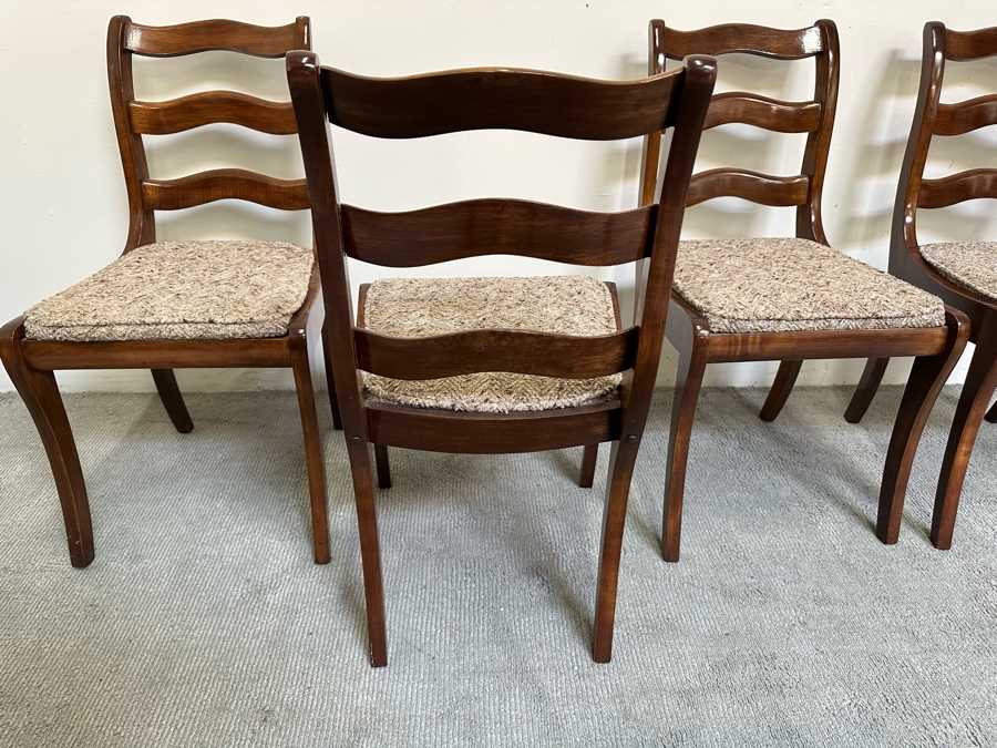 Set Of Four Vintage Wooden Dining Chairs [Photo 5]