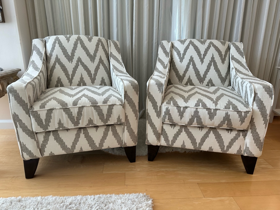 Pair Of Contemporary Upholstered Accent Side Vanessa Armchairs 29.5W X 36D X 34H [Photo 8]