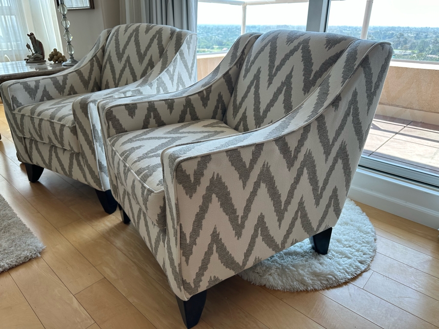 Pair Of Contemporary Upholstered Accent Side Vanessa Armchairs 29.5W X 36D X 34H [Photo 13]