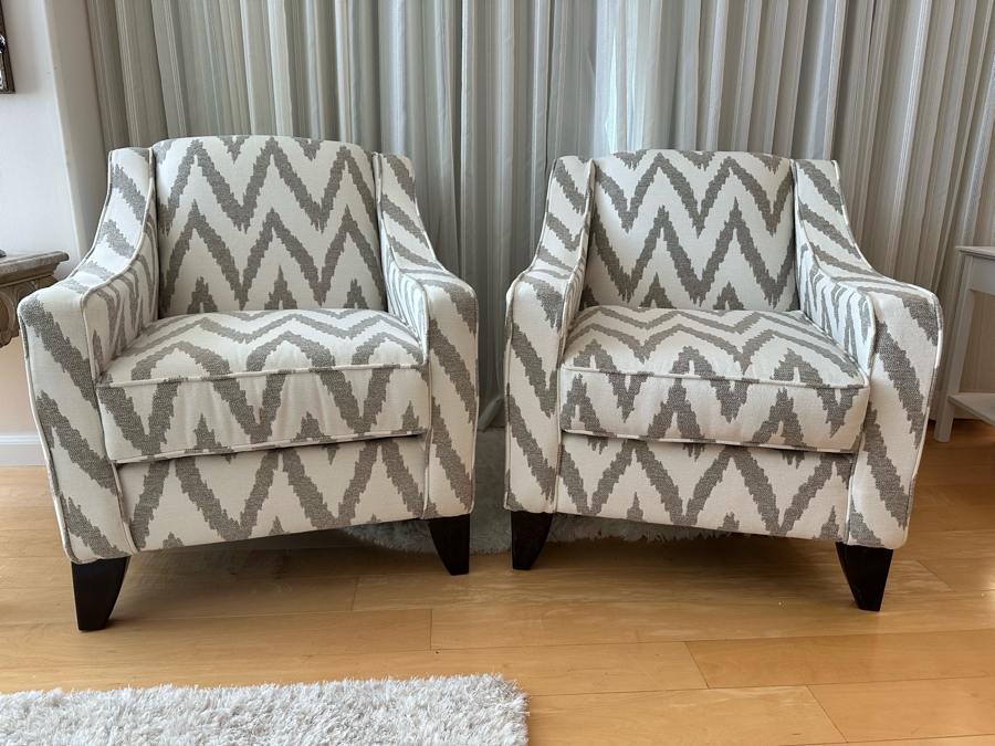 Pair Of Contemporary Upholstered Accent Side Vanessa Armchairs 29.5W X 36D X 34H [Photo 7]