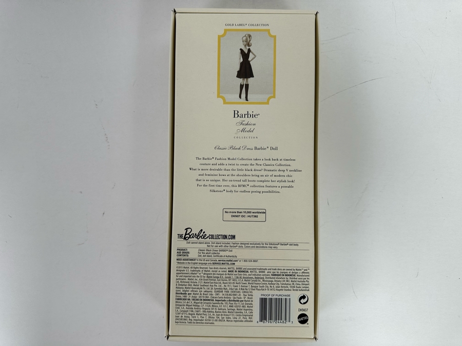 Fashion Model Collection Classic Black Dress Silkstone Body Limited Edition of 10,000 Gold Label Collection Mattel Barbie Doll 2015 New In Box DKN07 [Photo 10]