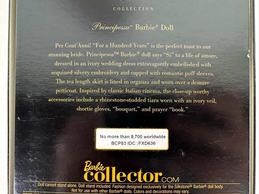 Fashion Model Collection Principessa Silkstone Body Limited Edition of 8,700 Gold Label Collection Mattel Barbie Doll 2013 New In Box BCP83 [Photo 12]
