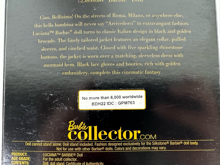 Fashion Model Collection Luciana Silkstone Body Limited Edition of 6,000 Gold Label Collection Mattel Barbie Doll 2013 New In Box BHD22 [Photo 15]