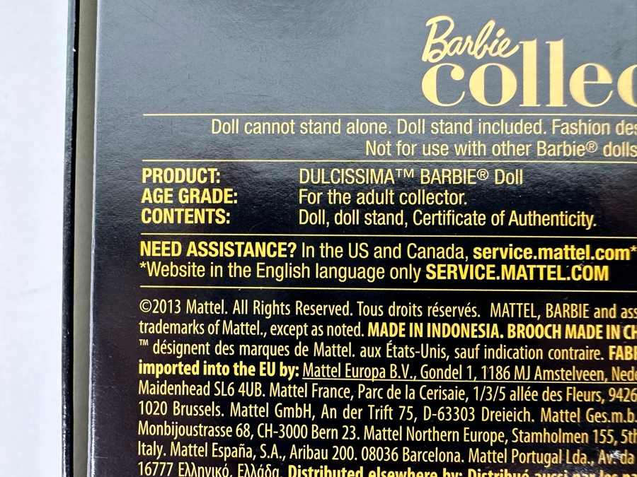 Fashion Model Collection Dulcissima Silkstone Body Limited Edition of 8,700 Gold Label Collection Mattel Barbie Doll 2013 New In Box BCP82 [Photo 15]