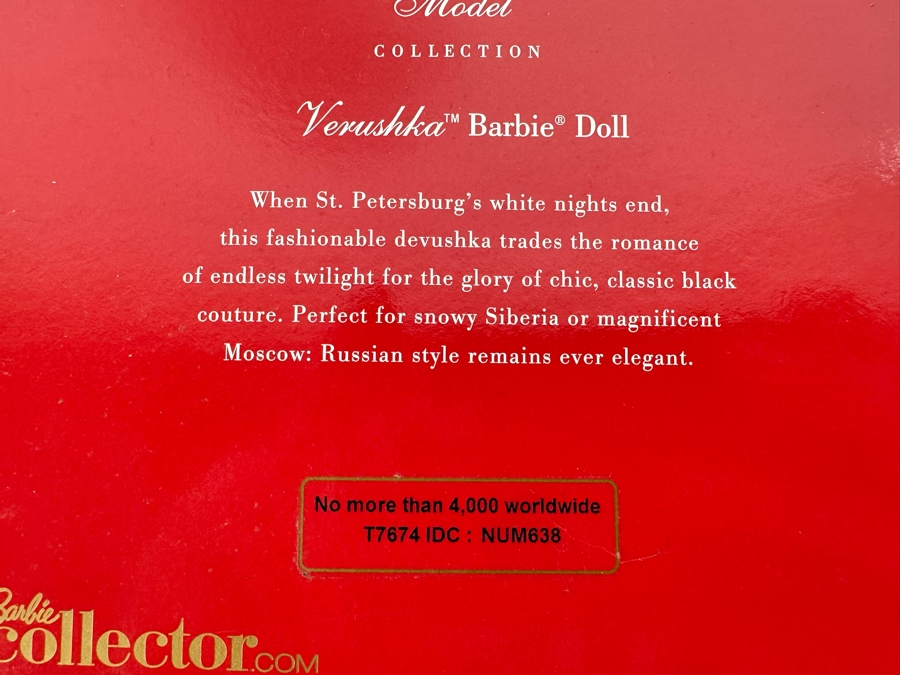 Fashion Model Collection Verushka Silkstone Body Limited Edition of 4,000 Gold Label Collection Mattel Barbie Doll 2010 New In Box T7674 [Photo 13]