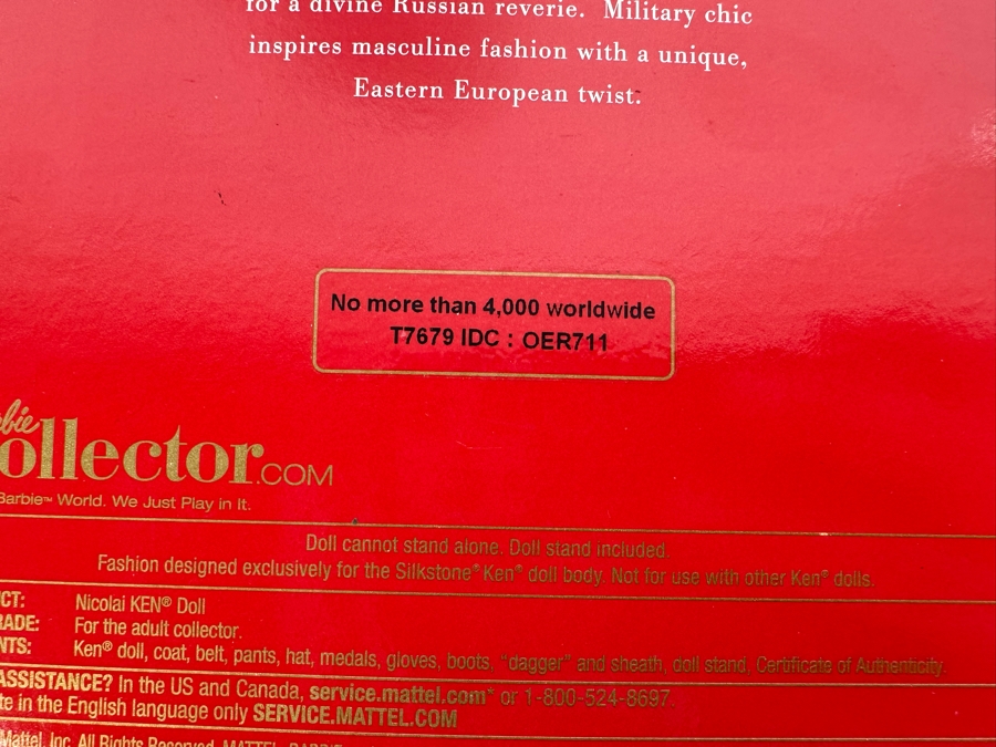 Fashion Model Collection Nicolai Silkstone Body Limited Edition of 4,000 Gold Label Collection Mattel Ken Doll 2010 New In Box T7679 [Photo 13]