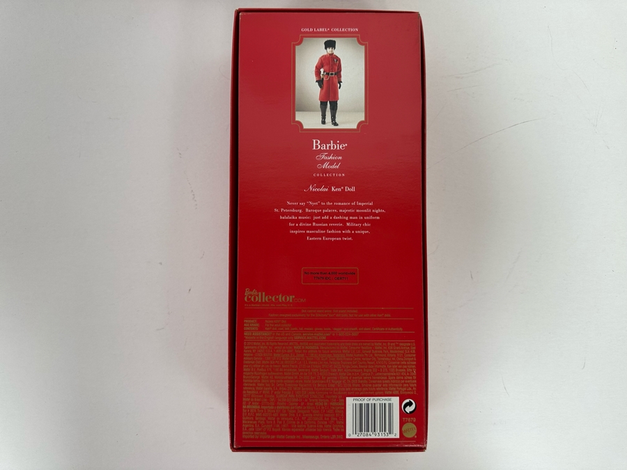 Fashion Model Collection Nicolai Silkstone Body Limited Edition of 4,000 Gold Label Collection Mattel Ken Doll 2010 New In Box T7679 [Photo 10]