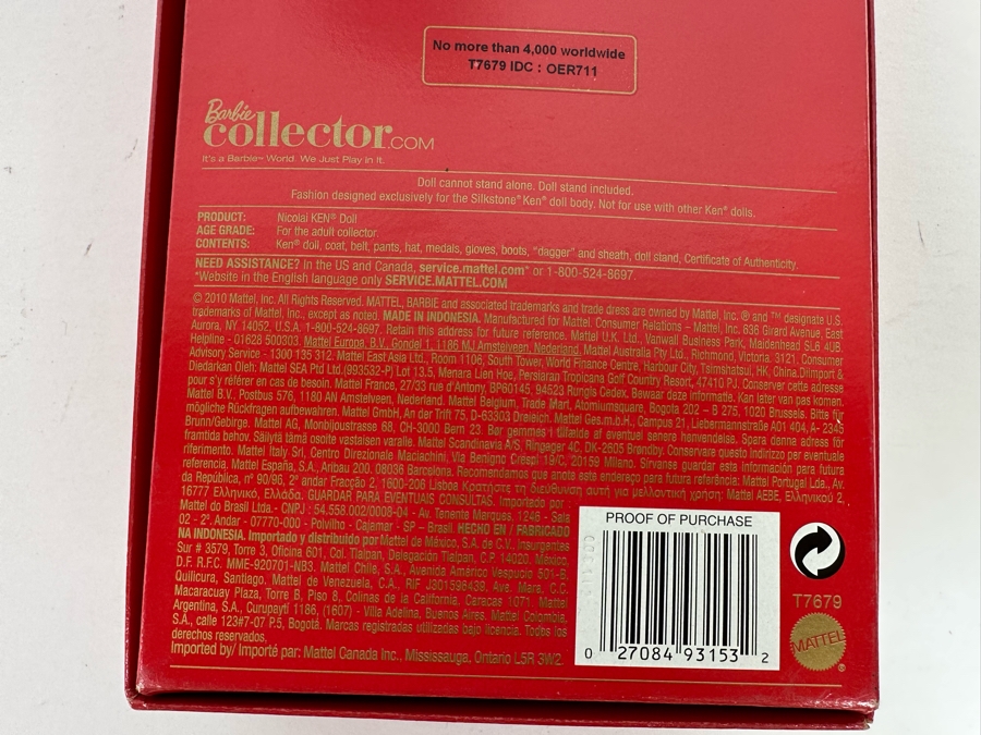 Fashion Model Collection Nicolai Silkstone Body Limited Edition of 4,000 Gold Label Collection Mattel Ken Doll 2010 New In Box T7679 [Photo 14]