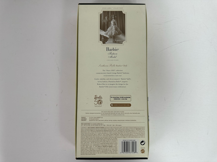Fashion Model Collection Southern Belle Silkstone Body Limited Edition of 10,300 Gold Label Collection Mattel Barbie Doll 2008 New In Box N5009 [Photo 11]