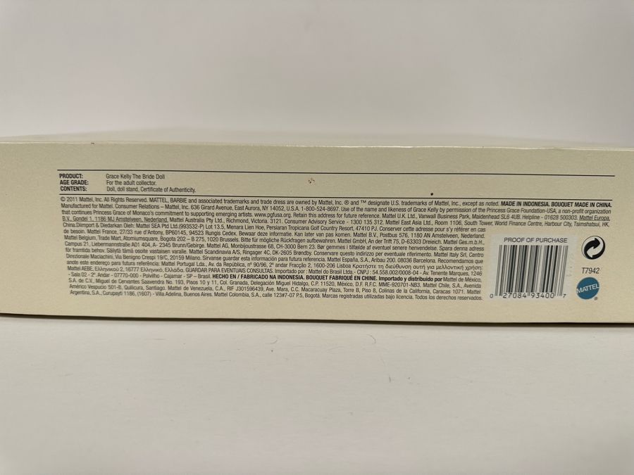 Grace Kelly The Bride Silkstone Body Limited Edition of 13,100 Gold Label Collection Mattel Barbie Doll 2011 New In Box T7942 [Photo 16]