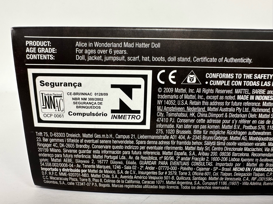 Disney Alice in Wonderland Mad Hatter Black Label Collection Mattel Barbie Doll 2009 New In Box T2104 [Photo 16]