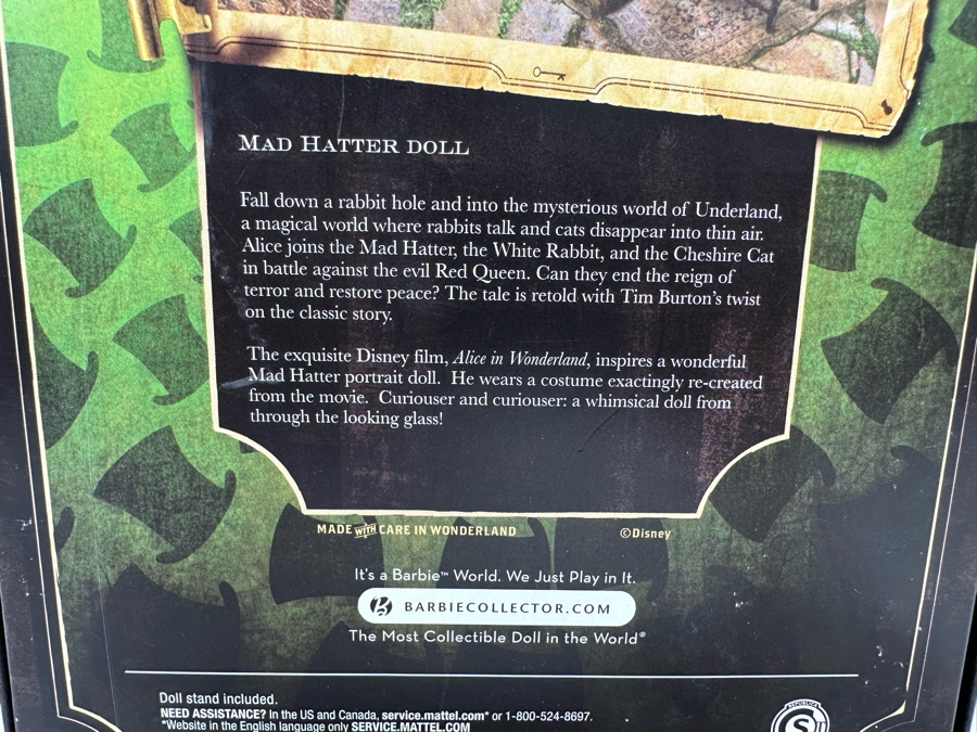 Disney Alice in Wonderland Mad Hatter Black Label Collection Mattel Barbie Doll 2009 New In Box T2104 [Photo 13]