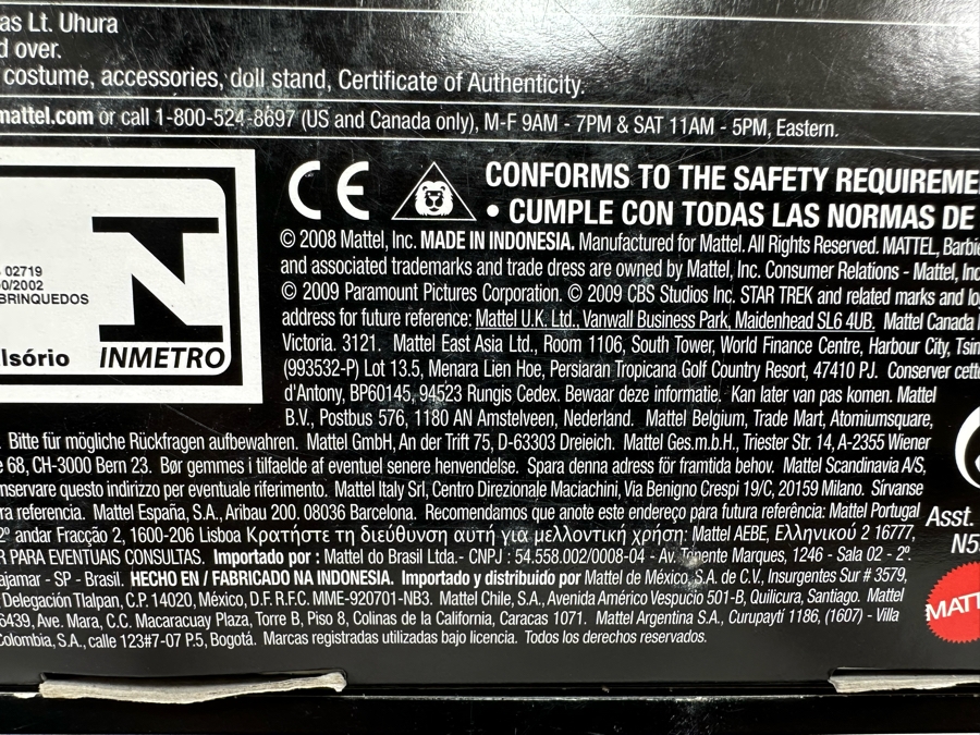 Star Trek Lt. Uhura Pink Label Collection Mattel Barbie Doll 2008 New In Box N5503 [Photo 21]