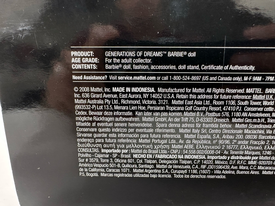 Generations of Dreams Pink Label Collection 50th Anniversary Mattel Barbie Doll 2008 New In Box N6571 [Photo 12]
