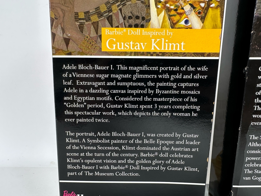 The Museum Collection: Gustav Klimt and Vincent van Gough Pink Label Collection Mattel Barbie Dolls 2010 New In Box V0445/V0443 [Photo 11]