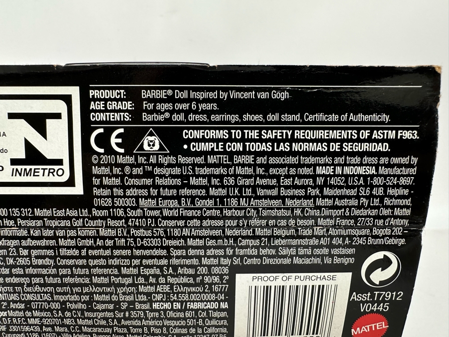 The Museum Collection: Gustav Klimt and Vincent van Gough Pink Label Collection Mattel Barbie Dolls 2010 New In Box V0445/V0443 [Photo 15]