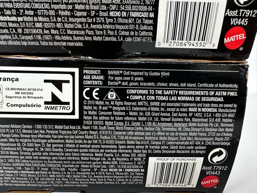 The Museum Collection: Gustav Klimt and Vincent van Gough Pink Label Collection Mattel Barbie Dolls 2010 New In Box V0445/V0443 [Photo 17]