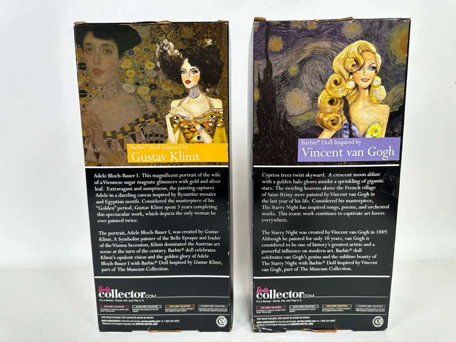 The Museum Collection: Gustav Klimt and Vincent van Gough Pink Label Collection Mattel Barbie Dolls 2010 New In Box V0445/V0443 [Photo 10]