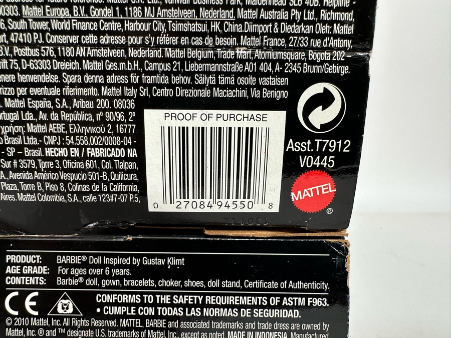 The Museum Collection: Gustav Klimt and Vincent van Gough Pink Label Collection Mattel Barbie Dolls 2010 New In Box V0445/V0443 [Photo 16]