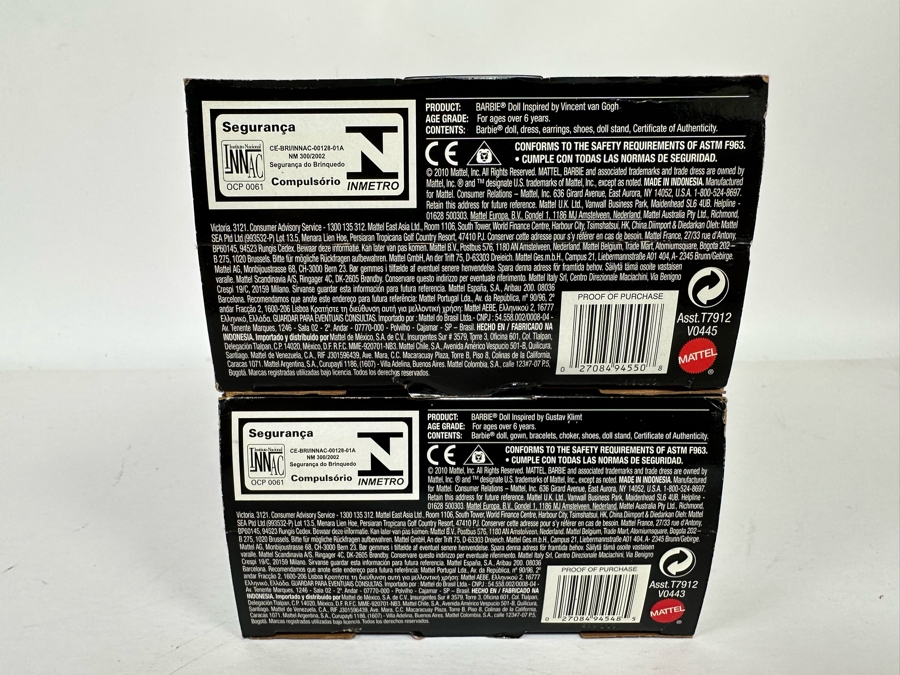 The Museum Collection: Gustav Klimt and Vincent van Gough Pink Label Collection Mattel Barbie Dolls 2010 New In Box V0445/V0443 [Photo 14]