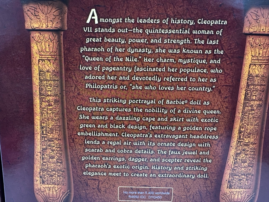 Cleopatra Limited Edition of 5,400 Gold Label Collection Mattel Barbie Doll 2010 New In Box R4550 [Photo 12]