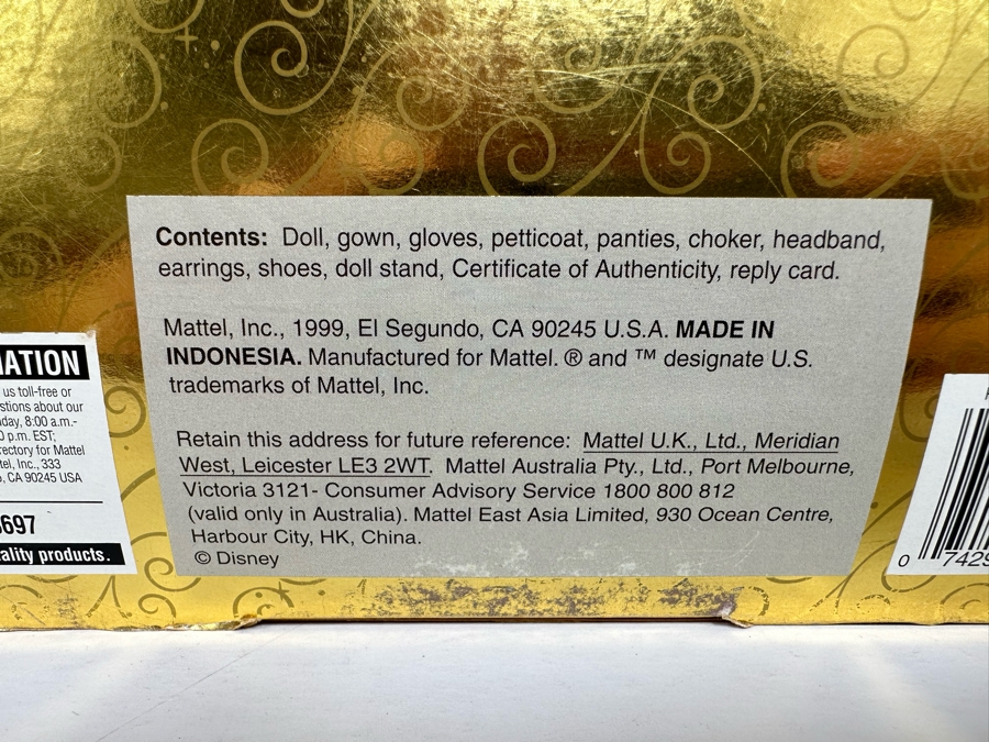 Walt Disney’s 50th Anniversary Cinderella Doll 1999 New in Box 26291 [Photo 11]