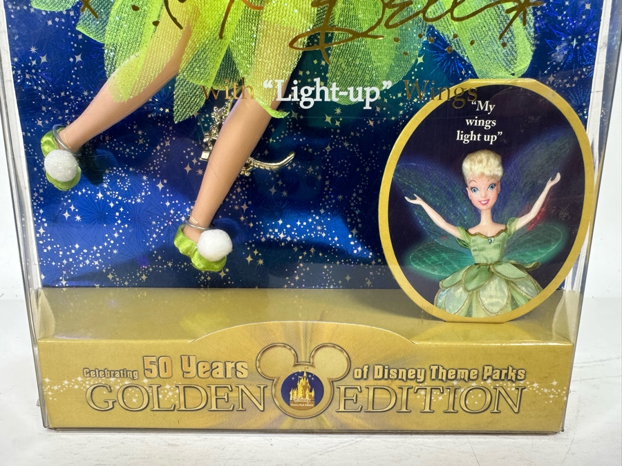 Walt Disney’s Tinker Bell Doll with Light Up Wings 50 Years of Disney Theme Parks Golden Edition New in Box [Photo 6]