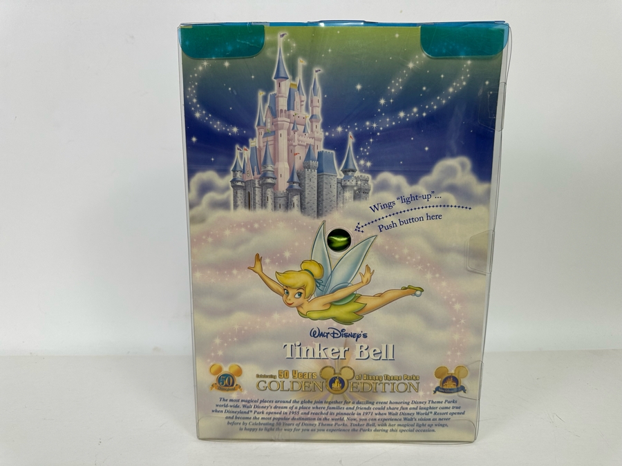 Walt Disney’s Tinker Bell Doll with Light Up Wings 50 Years of Disney Theme Parks Golden Edition New in Box [Photo 8]