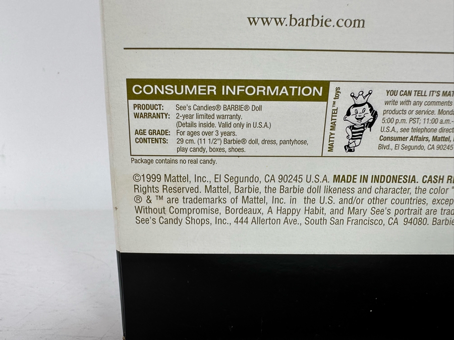 See’s Candies Mattel Barbie Doll 1999 New In Box 27289 [Photo 10]
