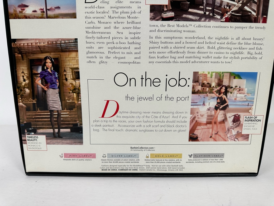 Best Models On Location: Monte Carlo Pink Label Collection Mattel Barbie Doll 2006 New In Box J0944 [Photo 14]