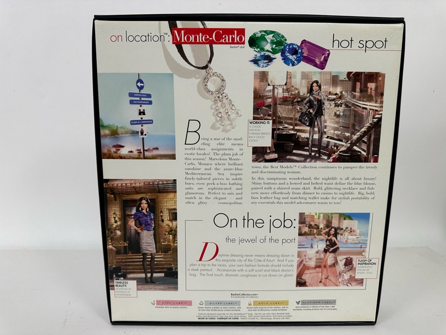 Best Models On Location: Monte Carlo Pink Label Collection Mattel Barbie Doll 2006 New In Box J0944 [Photo 12]