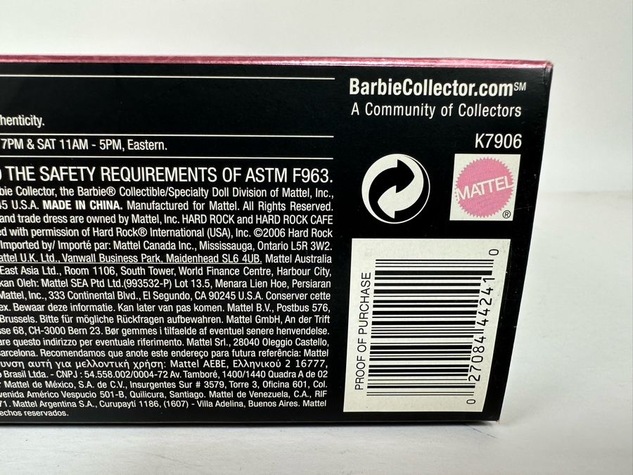Hard Rock Pink Label Collection Mattel Barbie Doll 2006 New In Box K7906 [Photo 9]
