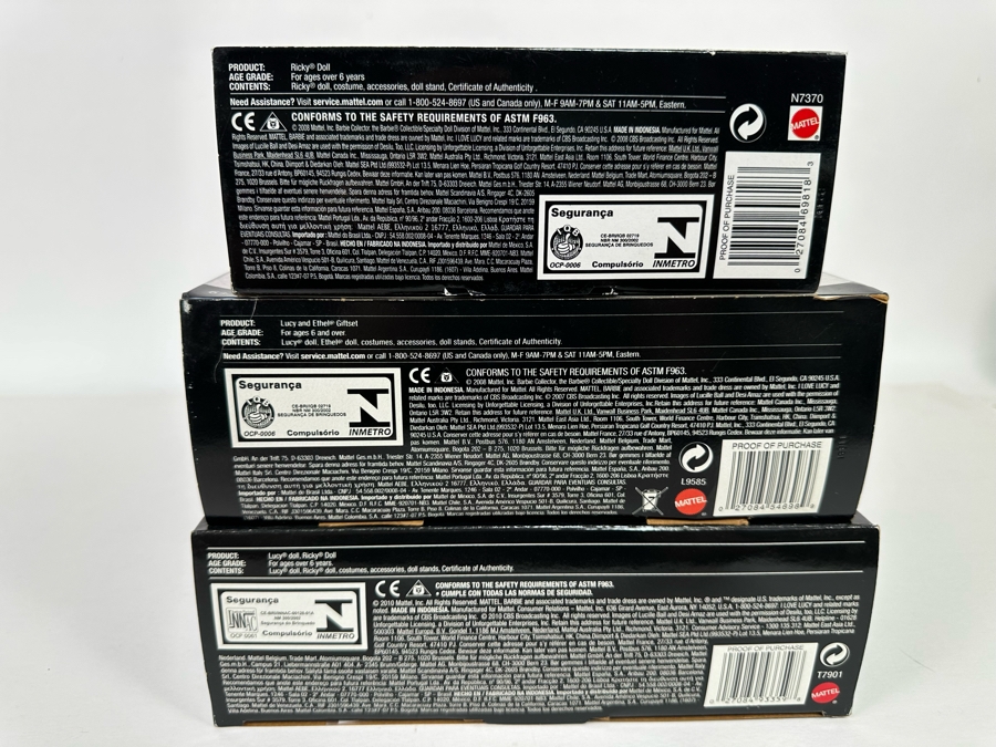 I Love Lucy Pink Label Collection Mattel Barbie Dolls: “The Christmas Show” Ricky Doll, “Job Switching” Lucy and Ethel Dolls and “The Diet” Ricky and Lucy Dolls 2009 New In Box T7901/L9585/N7370 [Photo 17]