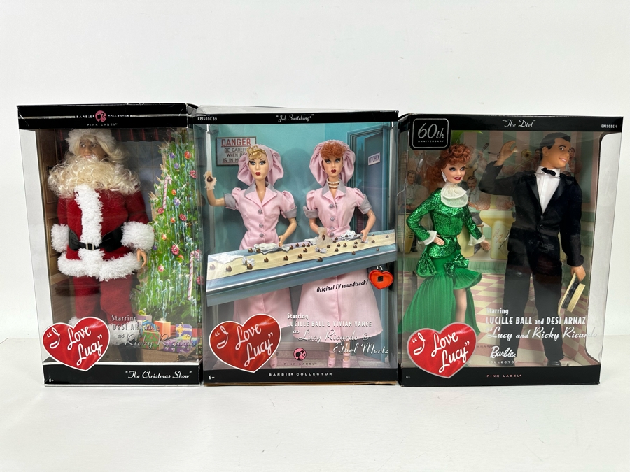 I Love Lucy Pink Label Collection Mattel Barbie Dolls: “The Christmas Show” Ricky Doll, “Job Switching” Lucy and Ethel Dolls and “The Diet” Ricky and Lucy Dolls 2009 New In Box T7901/L9585/N7370 [Photo 3]