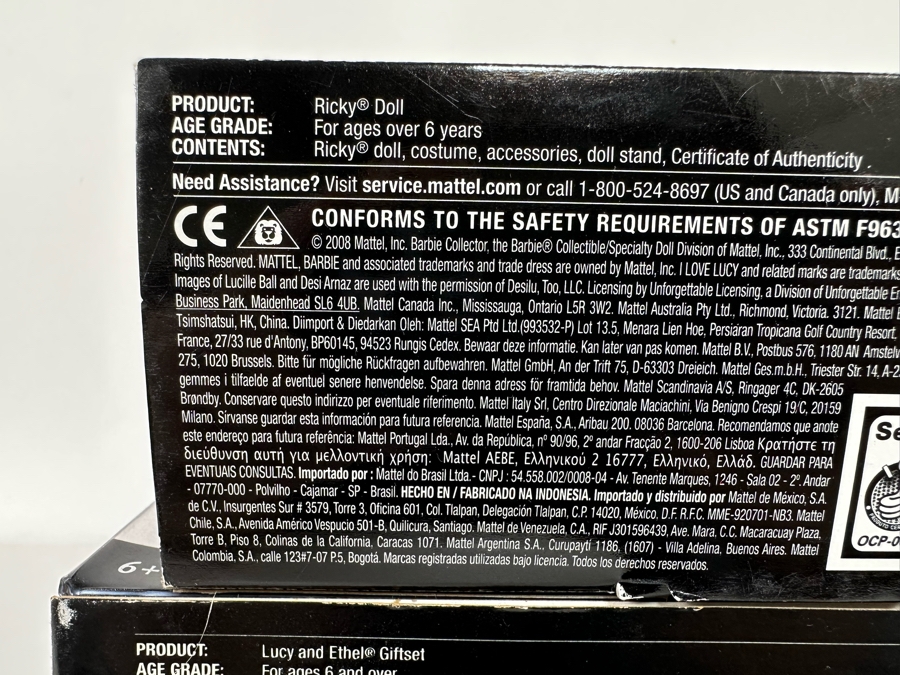I Love Lucy Pink Label Collection Mattel Barbie Dolls: “The Christmas Show” Ricky Doll, “Job Switching” Lucy and Ethel Dolls and “The Diet” Ricky and Lucy Dolls 2009 New In Box T7901/L9585/N7370 [Photo 22]