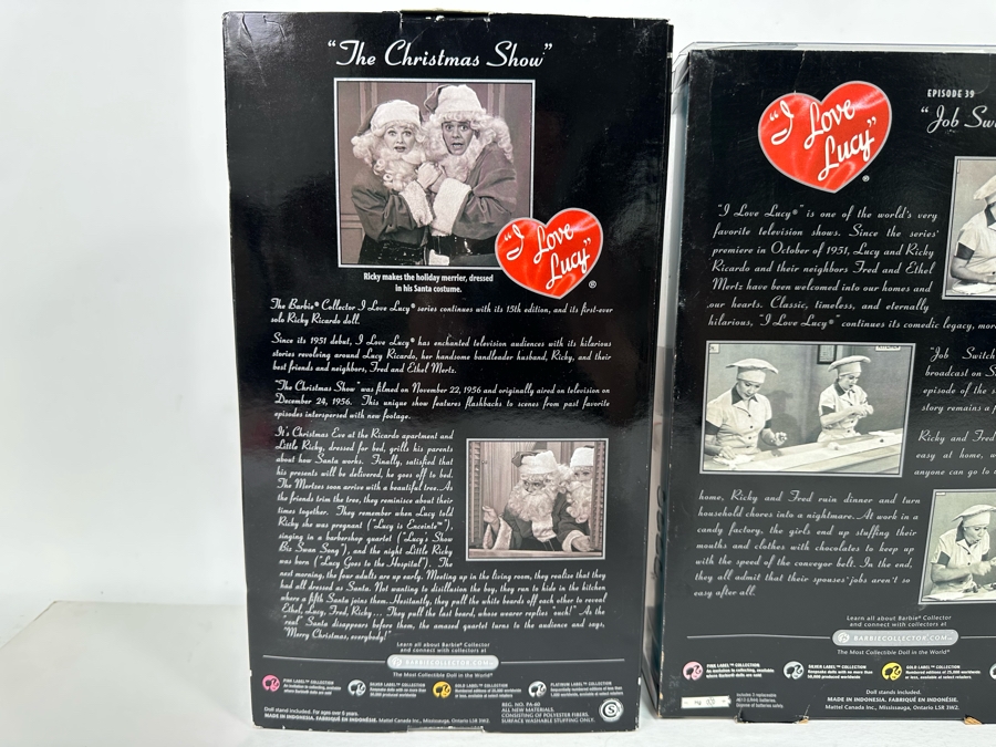 I Love Lucy Pink Label Collection Mattel Barbie Dolls: “The Christmas Show” Ricky Doll, “Job Switching” Lucy and Ethel Dolls and “The Diet” Ricky and Lucy Dolls 2009 New In Box T7901/L9585/N7370 [Photo 16]