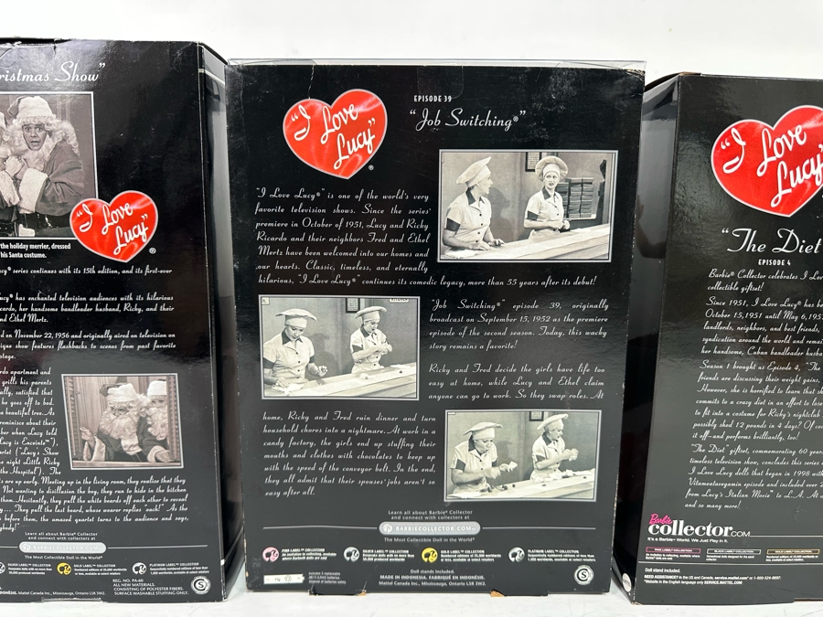 I Love Lucy Pink Label Collection Mattel Barbie Dolls: “The Christmas Show” Ricky Doll, “Job Switching” Lucy and Ethel Dolls and “The Diet” Ricky and Lucy Dolls 2009 New In Box T7901/L9585/N7370 [Photo 14]