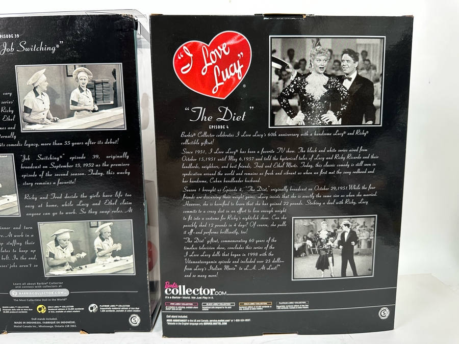 I Love Lucy Pink Label Collection Mattel Barbie Dolls: “The Christmas Show” Ricky Doll, “Job Switching” Lucy and Ethel Dolls and “The Diet” Ricky and Lucy Dolls 2009 New In Box T7901/L9585/N7370 [Photo 15]