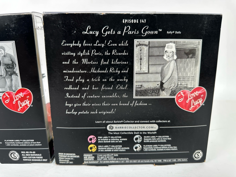 I Love Lucy Pink Label Collection Mattel Barbie Dolls: “Lucy is Envious” Episode 89 Kelly Dolls and “Lucy Gets a Paris Gown” Episode 147 Kelly Dolls 2008/2009 New In Box N2690/R4519 [Photo 9]