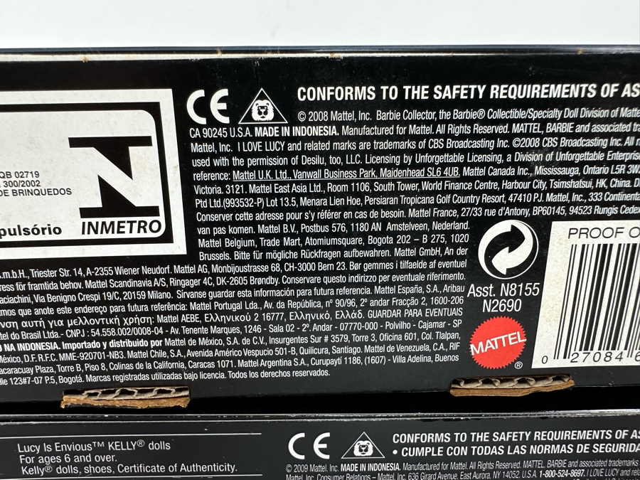 I Love Lucy Pink Label Collection Mattel Barbie Dolls: “Lucy is Envious” Episode 89 Kelly Dolls and “Lucy Gets a Paris Gown” Episode 147 Kelly Dolls 2008/2009 New In Box N2690/R4519 [Photo 11]