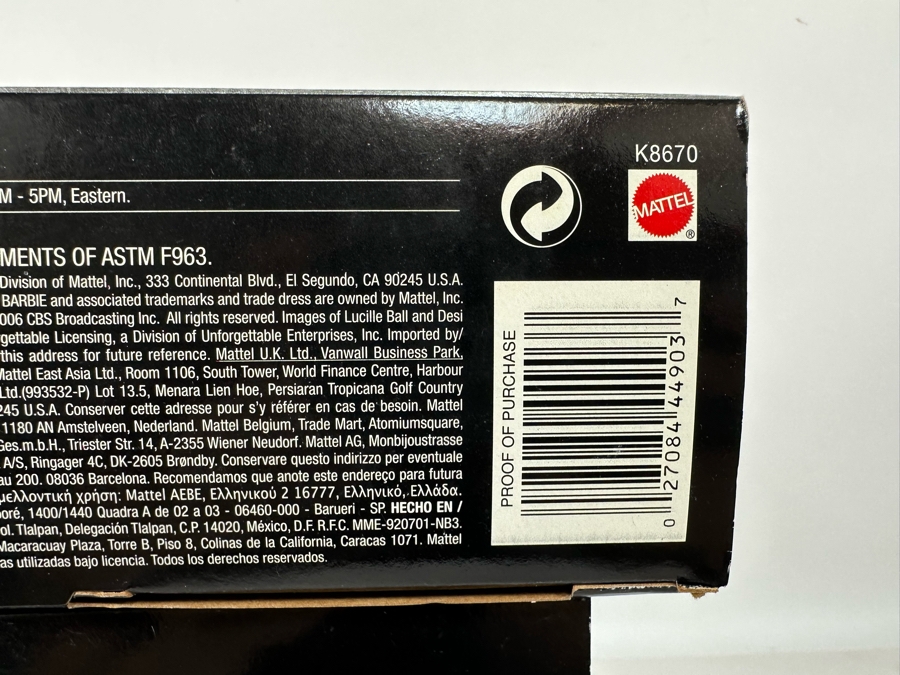 I Love Lucy Collector Mattel Barbie Dolls: “Lucy Gets in Pictures” Lucy Doll, “The Operetta” Lucy Doll, “The Audition” Lucy Doll “Lucy and Ethel Buy the Same Dress” Lucy and Ethel Dolls 2005/2006/2007/2006 New In Box J0878/G8057/L8808/K8670 [Photo 26]