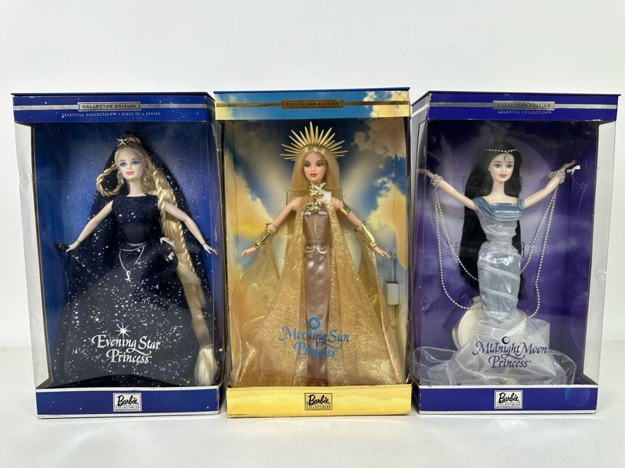 Celestial Collection: Evening Star Princess, Morning Sun Princess and Midnight Moon Princess Collector Edition Mattel Barbie Dolls 2000 New In Box 27689/27688/27690 [Photo 3]