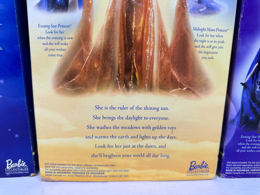 Celestial Collection: Evening Star Princess, Morning Sun Princess and Midnight Moon Princess Collector Edition Mattel Barbie Dolls 2000 New In Box 27689/27688/27690 [Photo 16]