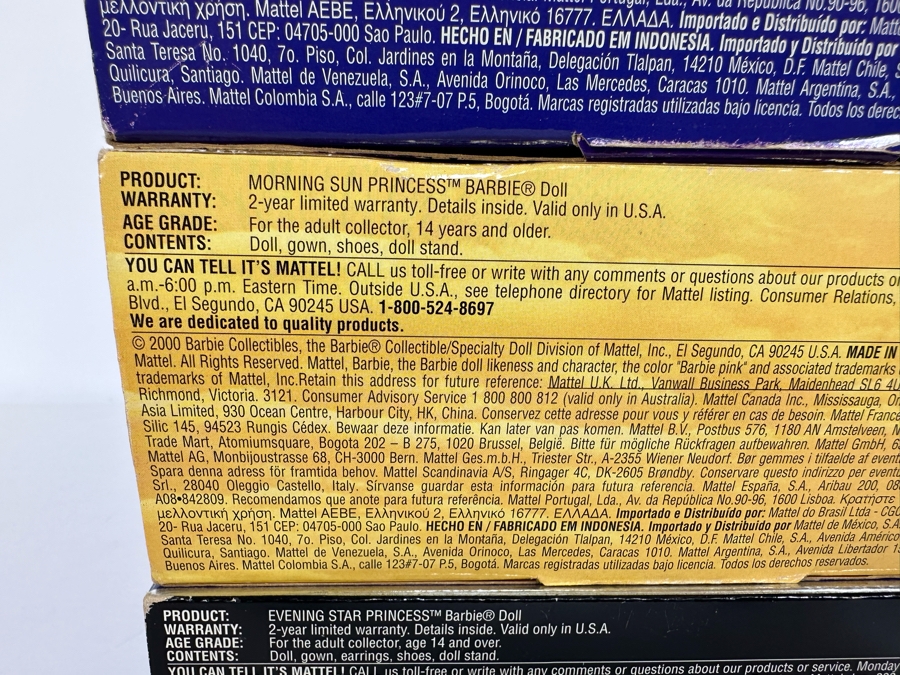 Celestial Collection: Evening Star Princess, Morning Sun Princess and Midnight Moon Princess Collector Edition Mattel Barbie Dolls 2000 New In Box 27689/27688/27690 [Photo 24]