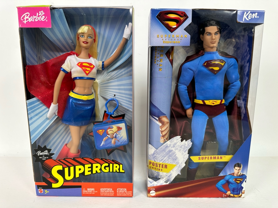 Superman and Supergirl Mattel Barbie and Ken Dolls 2005 New In Box J5289/B5837 [Photo 3]