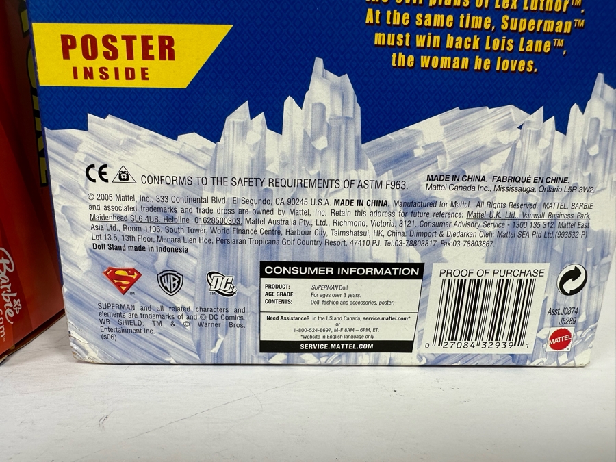 Superman and Supergirl Mattel Barbie and Ken Dolls 2005 New In Box J5289/B5837 [Photo 10]