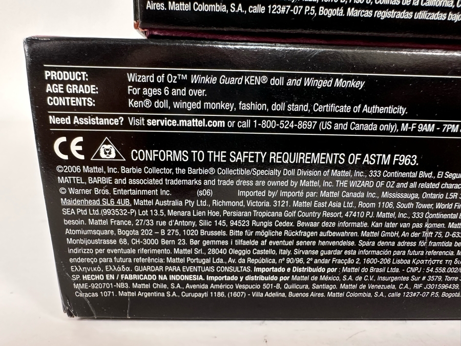 The Wizard of Oz Scarecrow and Winkie Guard & Winged Monkey Pink Collection Mattel Ken Dolls 2006 New In Box K8689/L1291 [Photo 15]