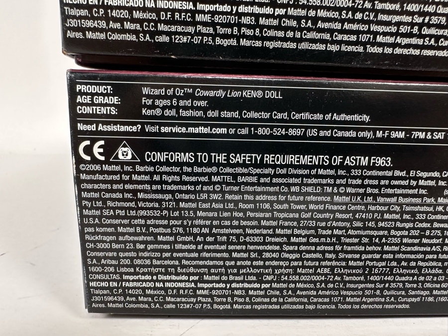 The Wizard of Oz Cowardly Lion and Tin Man Pink Collection Mattel Ken Dolls 2006 New In Box K8687/K8688 [Photo 20]